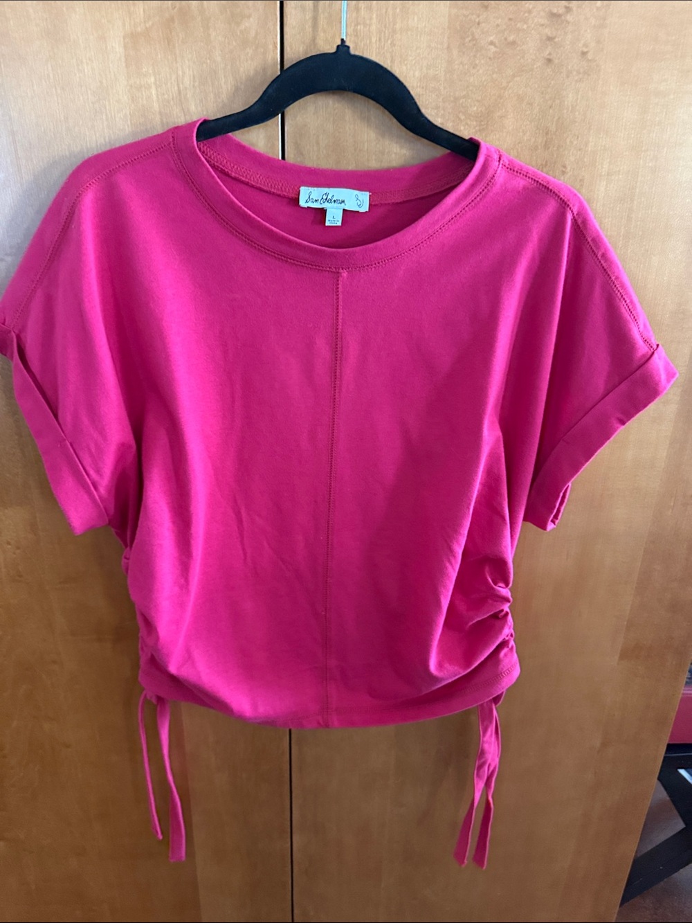 Sam Edelman Fuchsia Short Sleeve Drawstring Tee